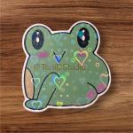 Kawaii Frog Holographic Laminated Vinyl Glossy Sticker