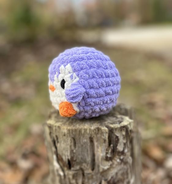 Crochet Amigurumi Holiday Purple and White Penguin Plush picture