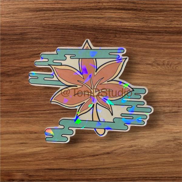 Holographic Kazuha Maple Leaf Genshin-Inspired Laminated Vinyl Glossy Sticker