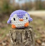 Crochet Amigurumi Holiday Purple and White Penguin Plush