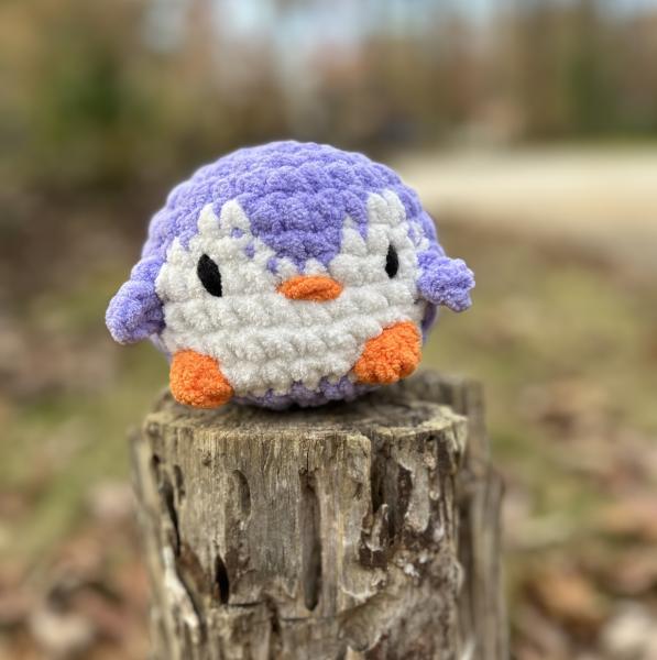 Crochet Amigurumi Holiday Purple and White Penguin Plush picture