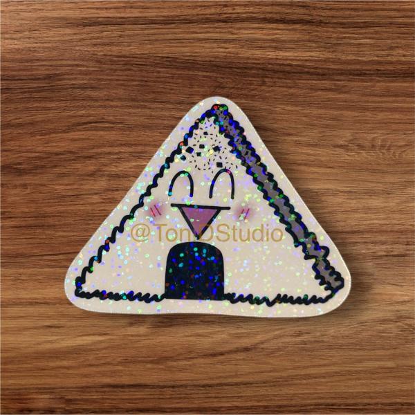 Riceball Onigiri Holographic Laminated Vinyl Glossy Sticker picture