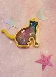 Galaxy Kitty Stained Glass Resin Pendant