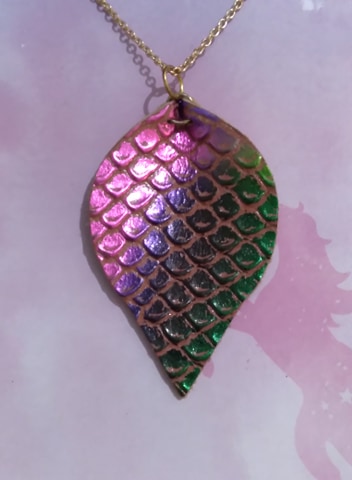 Bright Colorful Mermaid Scale Necklace picture