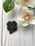 Dark green lucky clover brooch