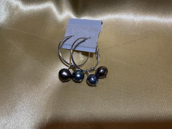 Cultured Fresh Water  Black  Pearl Earrings