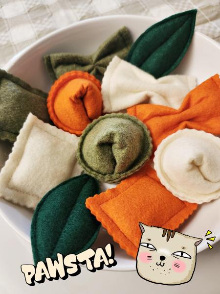 Felt crinkle pawsta cat toys | Set of 3 | Eco-Fi pasta shaped felt toys for cats | natural catnip essence | fun gift for cats & their humans picture