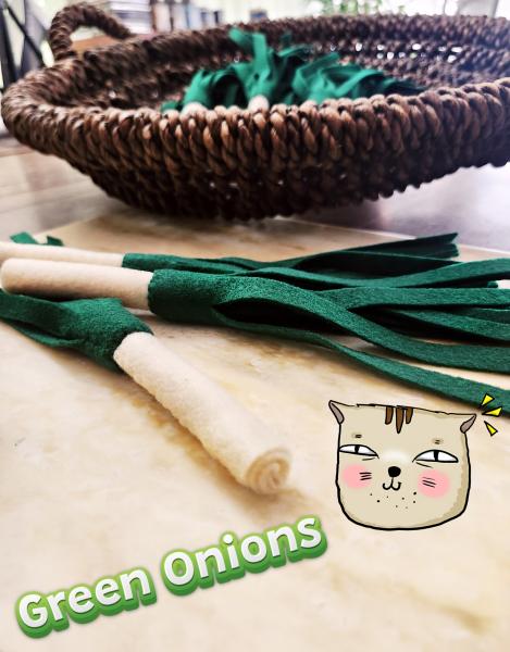 Felt leek green onion cat toy | Eco-Fi felt toys for cats | natural catnip essence | handmade in USA | fun gift for cats & their humans picture