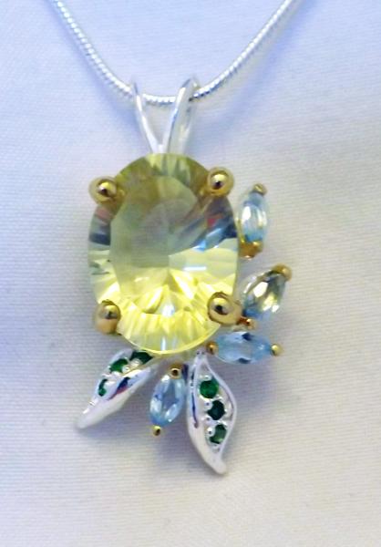 Lemon Quartz & topaz Sculptural Pendant picture