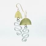 DianaHDesigns half moon & swirl dangle earrings in elegant gold and silver tones. Hand formed wire, lightweight, sexy, gold-filled earwires