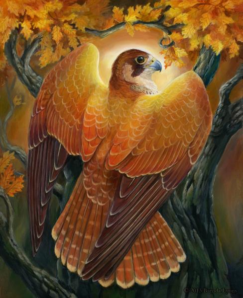 Voice of Autumn Light - Fantasy Falcon Print picture
