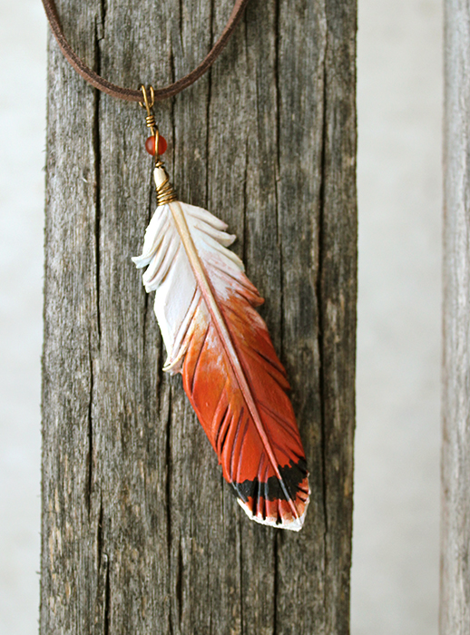 Red-Tailed Hawk - 3 inch Leather Feather Necklace