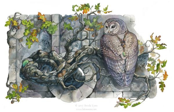 Stone Guardian II - Fantasy Owl Print picture