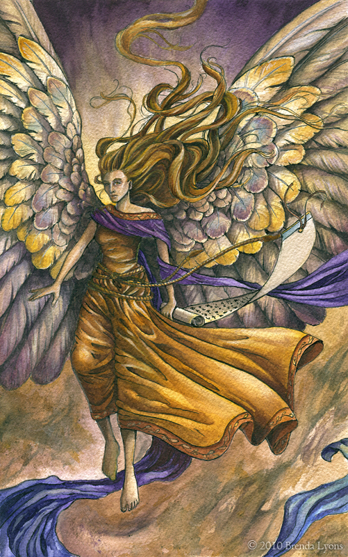Wisdom - Original Ink and Watercolor Angel Painting picture