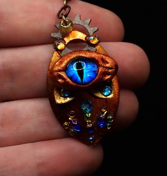 Dragon Eye Earring - Orange, Blue and Gold picture