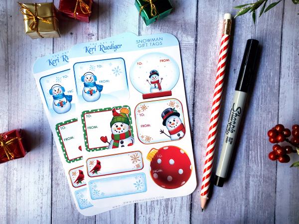 Happy Snowman Gift Tag Sticker Sheet picture