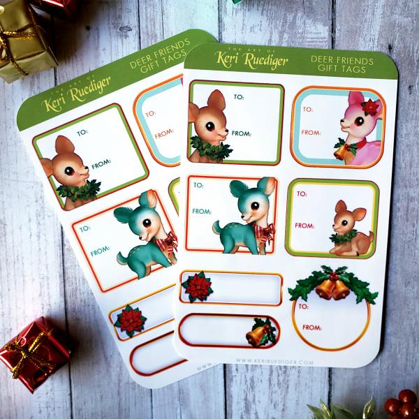 Deer Friends Christmas Gift Tag Sticker Sheet picture