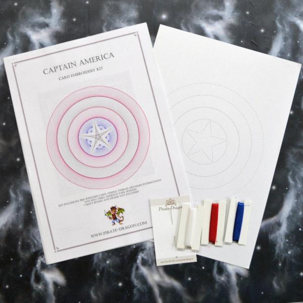 Capt America Inspired Card Embroidery Kit (White Card) picture