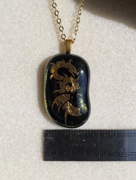 Dragon Iridescent Fused Glass Pendant (#FD4G) picture