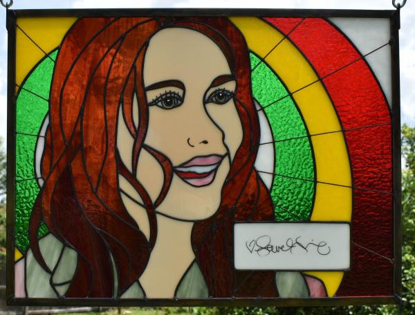 "Shiny" Jewel Staite ORIGINAL AUTOGRAPH Stained Glass Panel picture