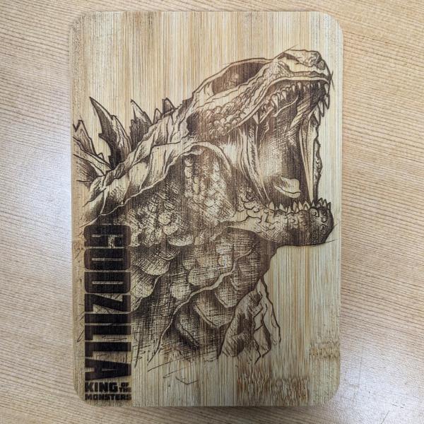 Godzilla Laser Engraved Bamboo Board - 5x8 Inches picture