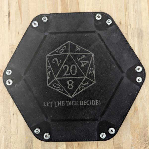 Let the Dice Decide!  Dice Tray- Laser Engraved " D20 Design picture