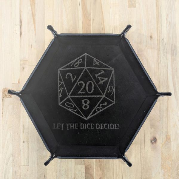 Let the Dice Decide!  Dice Tray- Laser Engraved " D20 Design