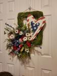 Patriotic Moss Covered Rectangular Wreath