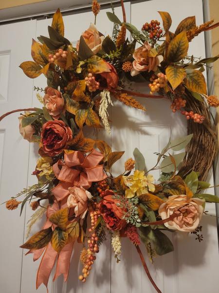 Blush Color Fall Peony Wreath