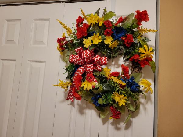 Red, Yellow and Blue Summer Wreath