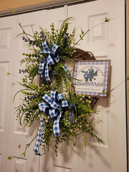 Blueberry Wreath with Sign