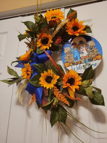 Sunflower and Scarecrow Welcome Wreath picture