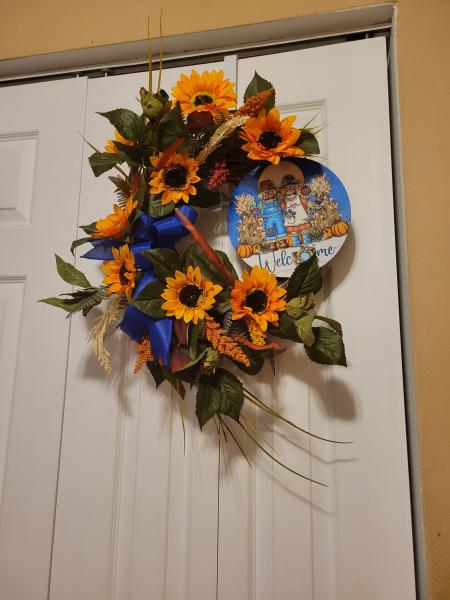 Sunflower and Scarecrow Welcome Wreath