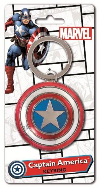 Marvel Comics Captain America Shield Colored Pewter Key Ring Keychain NEW UNUSED picture