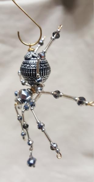 Christmas Silver Beaded Dew Drop Ornament Spider picture