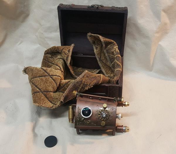 Steampunk Vortex Manipulator With Wooden Steampunk Box picture