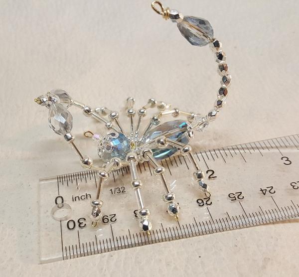 Steampunk Beaded Crystalline Opalescent Blue Tinted Scorpion picture