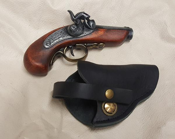 Steampunk 1850 Black Powder Philadelphia Derringer Non Firing Replica w/Holster picture