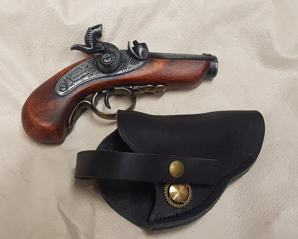 Steampunk 1850 Black Powder Philadelphia Derringer Non Firing Replica w/Holster picture