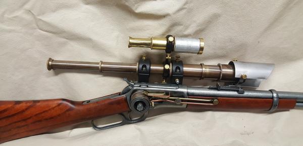 1892 Steampunk Winchester Lever Action Carbine Rifle Non Firing Replica W/Double Scope picture