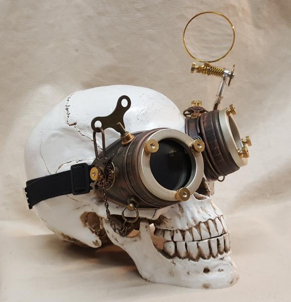 Steampunk Engineer Goggles With Large Magnifying Loupe picture