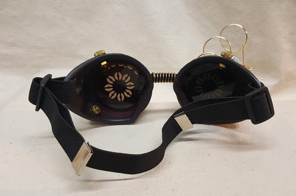 Steampunk Burgundy Engineer Goggles With Magnifying Jewelers Loupes picture