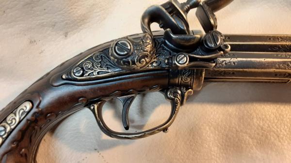 Steampunk Style 18th Century Aged French 3 Barrel Flintlock picture