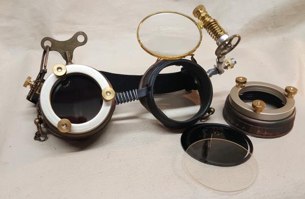 Steampunk Engineer Goggles With Large Magnifying Loupe picture