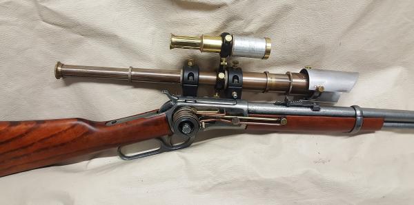 1892 Steampunk Winchester Lever Action Carbine Rifle Non Firing Replica W/Double Scope picture