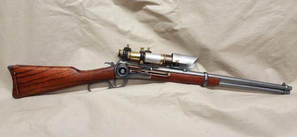 1892 Steampunk Winchester Lever Action Carbine Rifle Non Firing Replica W/Double Scope picture