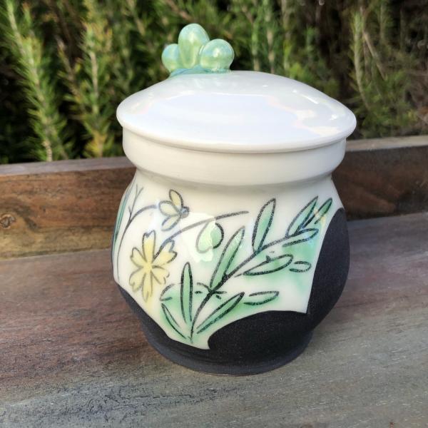 green and yellow herb jar picture