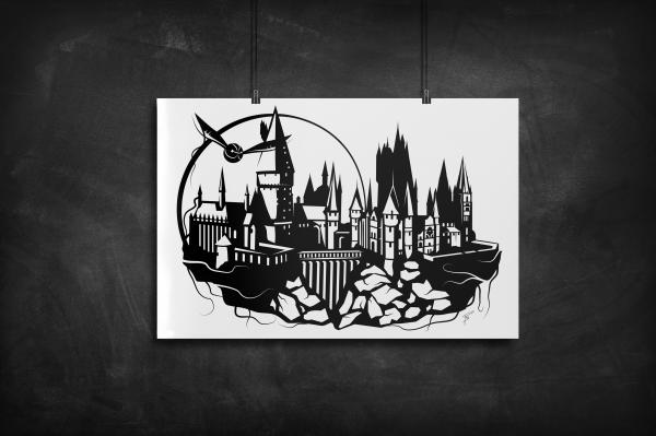 Hogwarts - Harry Potter silhouette art print