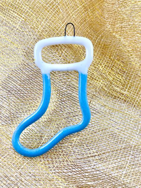 Stocking Christmas Ornament (Blue with White Top) picture