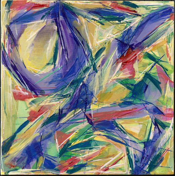 Abstract Flowers in Yellow, Purple and Pink Painting picture